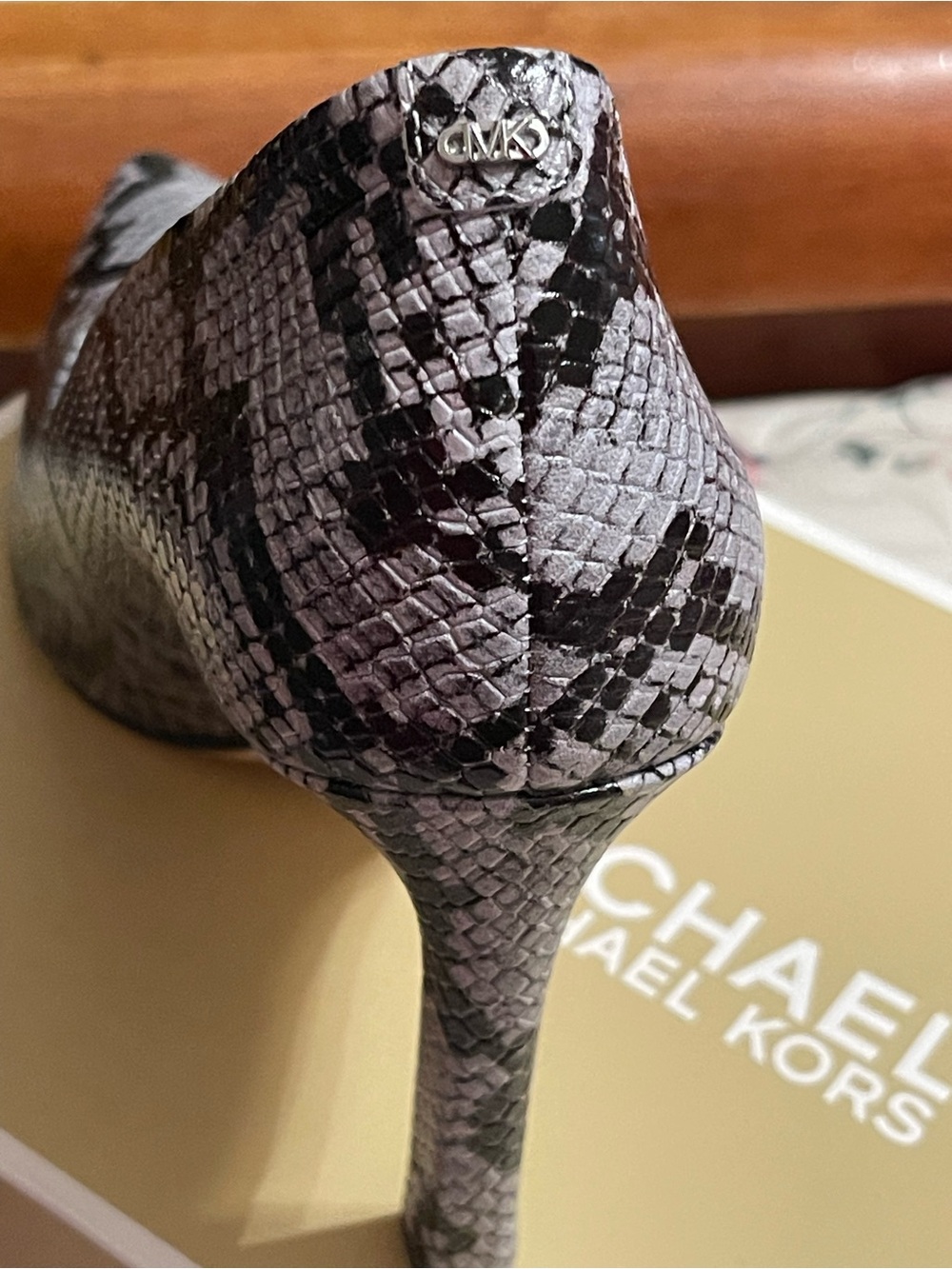 Michael Kors Lavender and Black Snake-Print Stiletto Heel